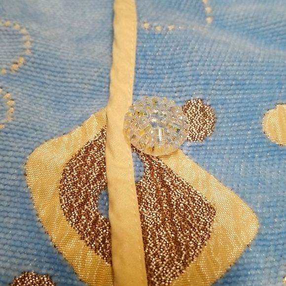 Khangura women's mandarin collar blue tan - Picture 6 of 6